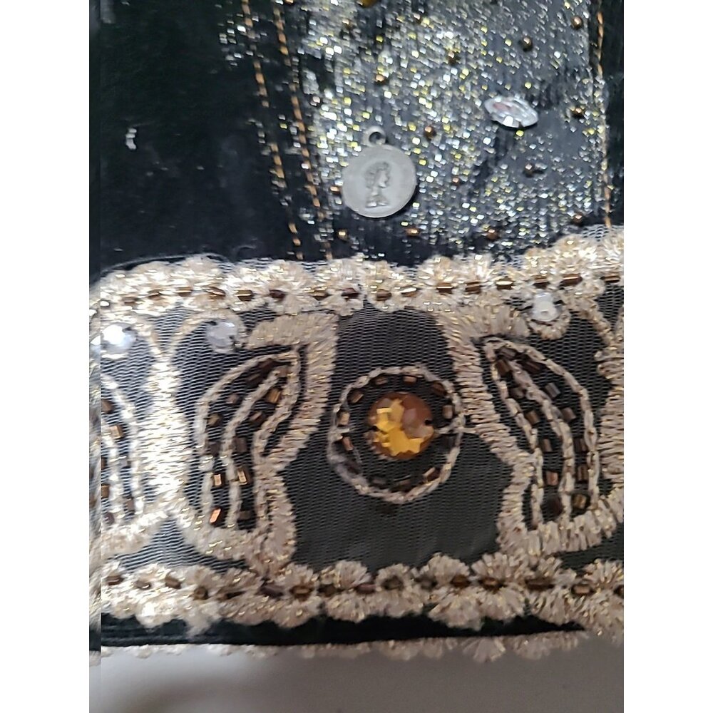 Y2K Vintage Agaci Too Corduroy Fitted Blazer Jacket Crop Gliltter Embellished - Picture 7 of 16